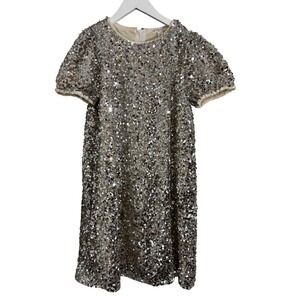 Crewcuts Girls' Size 12 Sequin Dress Party Holiday Silver